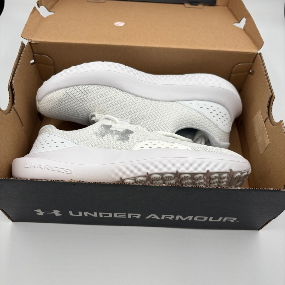 Under Armour Charged Surge 4 Shoes Women Size 7.5 White Grey Running 3027007-100 - Picture 7 of 8
